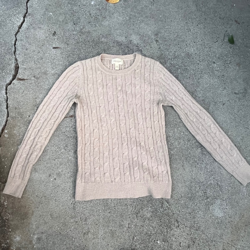 100% Alpaca cable knit sweater Banana republic xs s extra small ecru beige creme